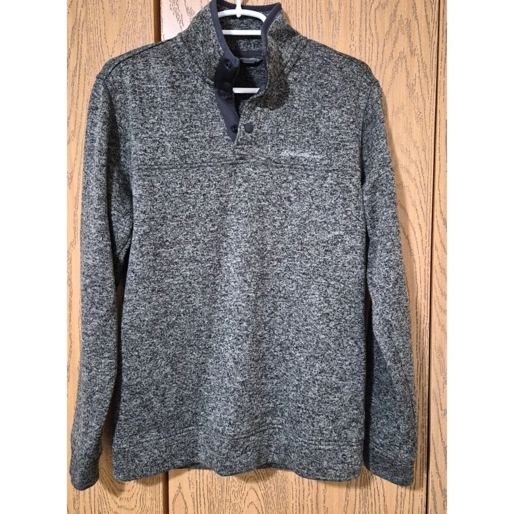 Eddie Bauer Men’s Charcoal Long Neck High Neck Pullover Sweater Size M